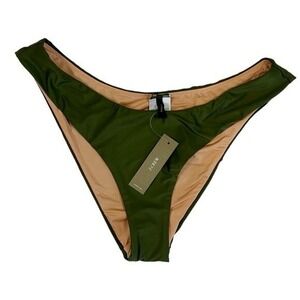 J Crew Curved Waist Cheeky Bikini Bottom Size‎ Large Green